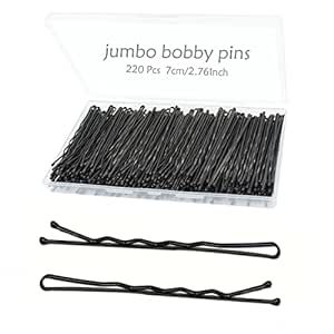 YINGFENG 220pcs 2.76 Inch Large Bobby Pins Black for Women, Long Hair Bobby Pins, Super Grip Black Hair Clips with Box, Reusable Non Slip Hair Pins, Big Bobby Pins Great for Thick Hair