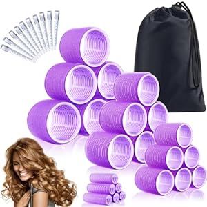 34Pcs Hair Roller Set with Clips, Self-Grip Hair Rollers for Volume, Salon Hairdressing Curlers and DIY Hairstyles, 4 Sizes Rollers Hair Curlers in a Storage Bag